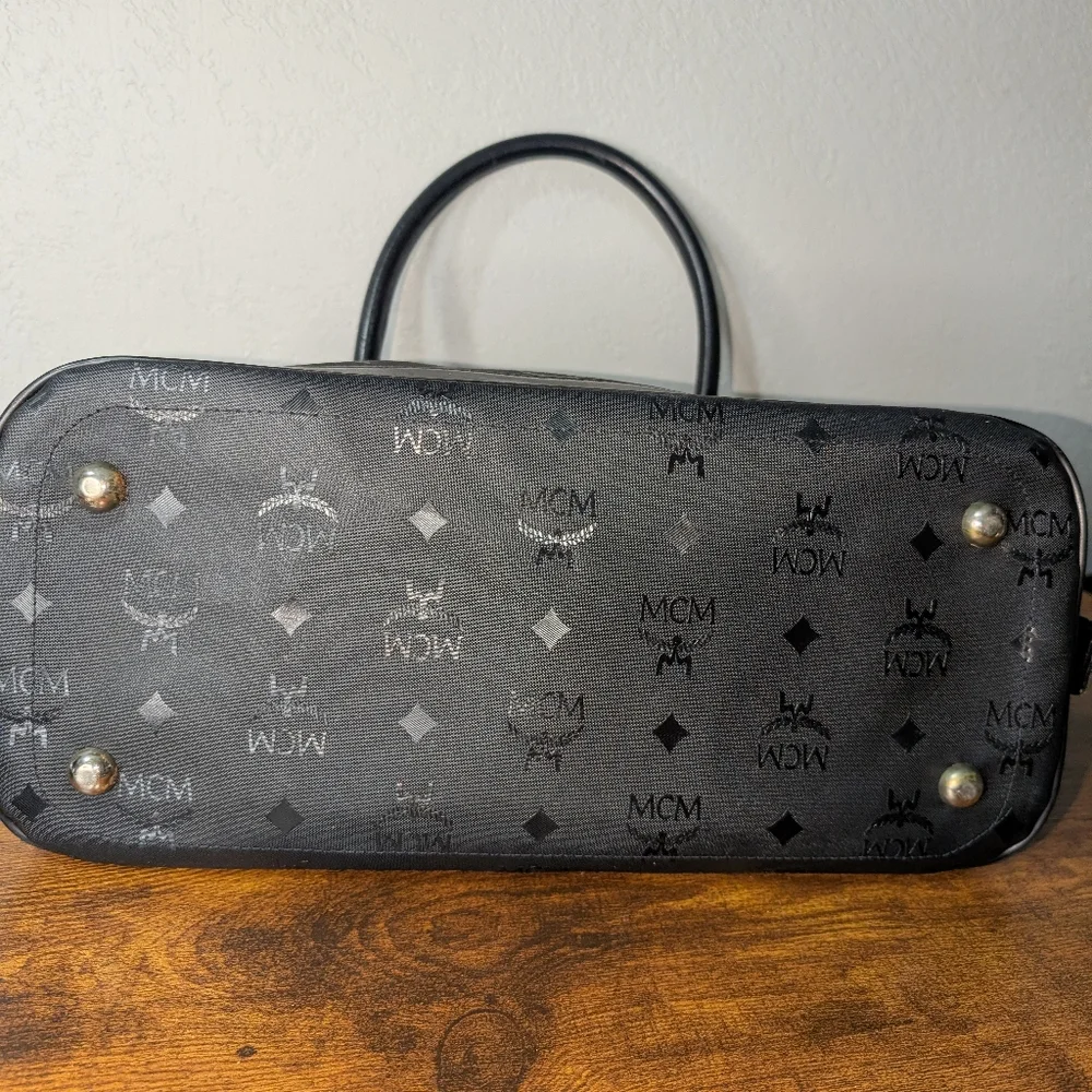 MCM Black Satchel with Gold Hardware